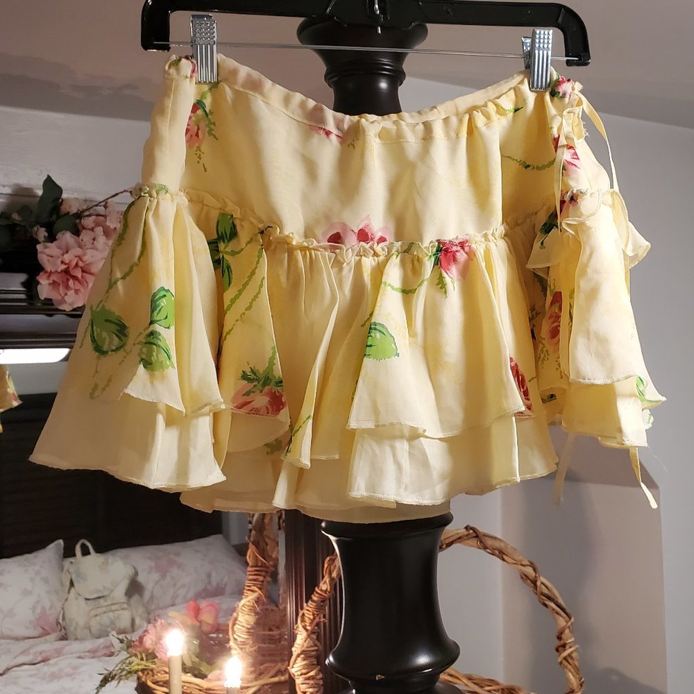 Vintage Abercrombie & Fitch Y2K Floral Silk Mini Skirt